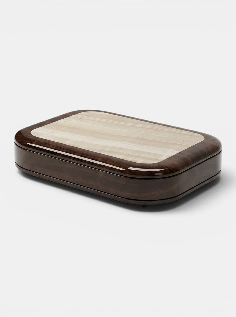 Abi Glossy Wood And Ivory Onyx