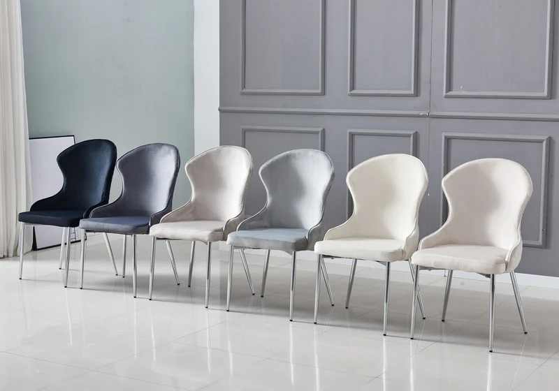 Chaise velours anthracite capitonnée et argent - Hilton x4