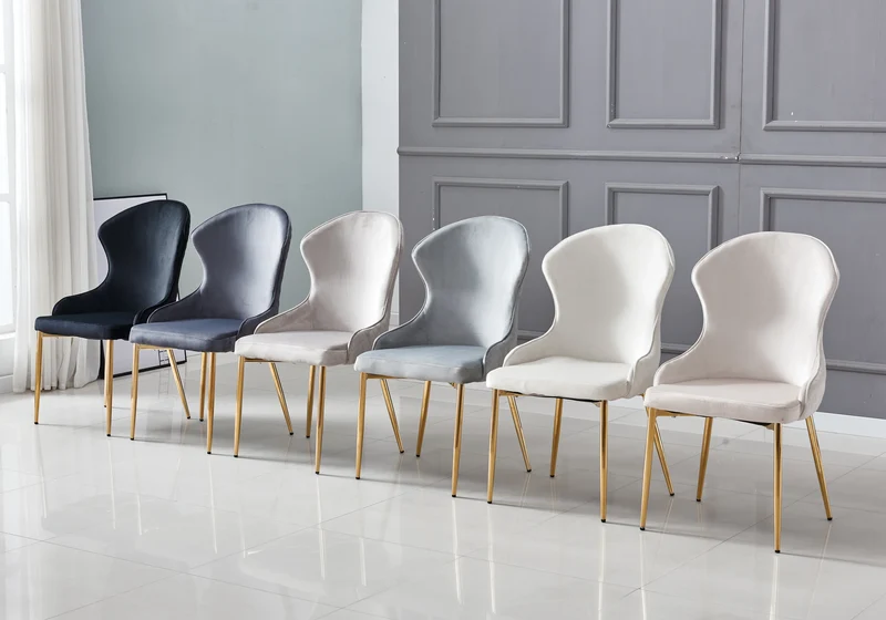 Chaise velours beige capitonnée et or - Hilton x4