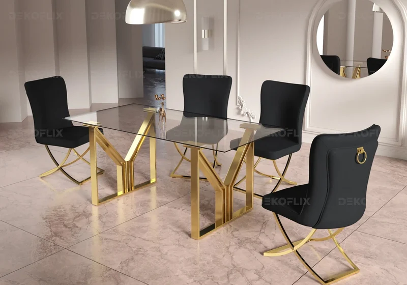 Table salle à manger en verre dorée - Ursi