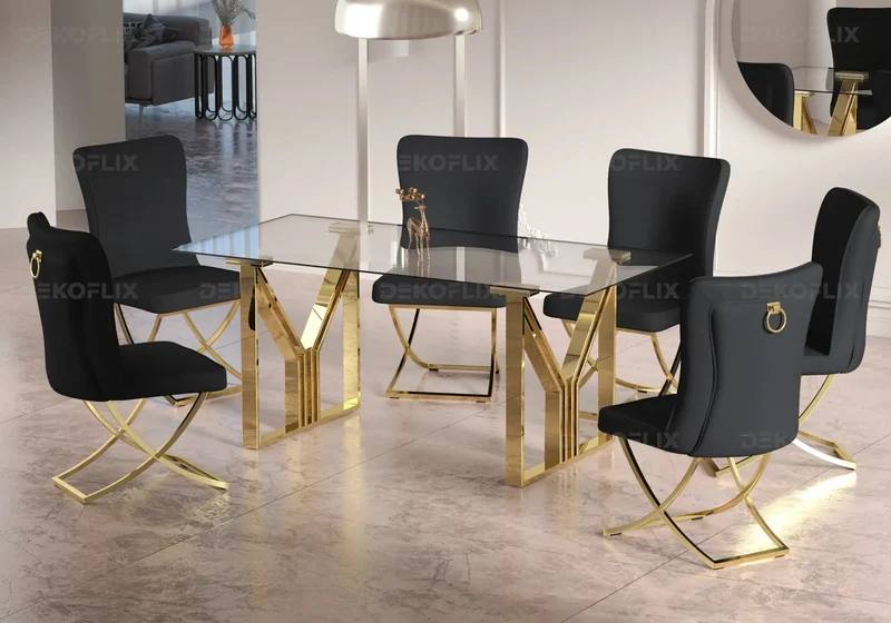 Table salle à manger en verre dorée - Ursi