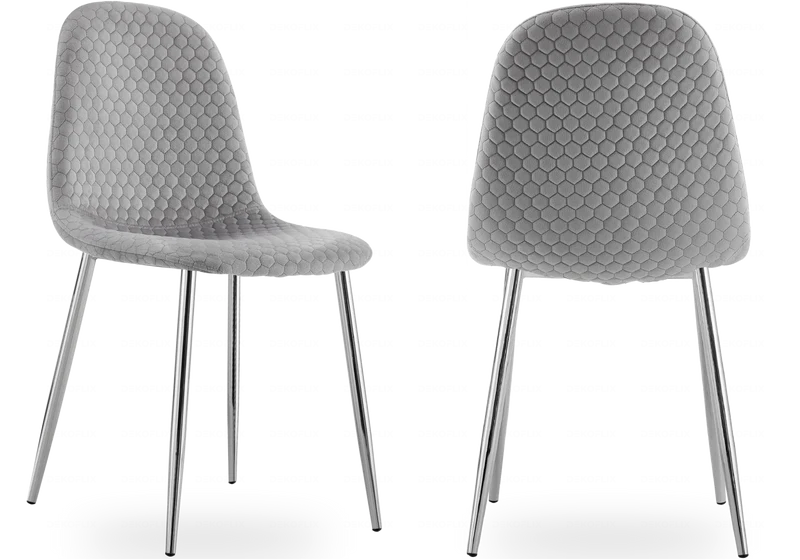 Chaises scandinaves en velours alvéolé gris - Alma x6