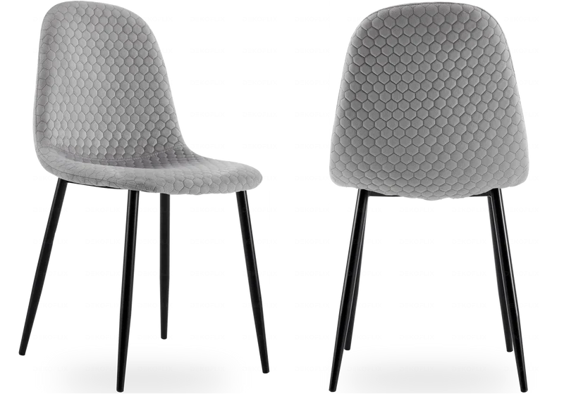 Chaises scandinaves en velours alvéolé gris - Alma x6