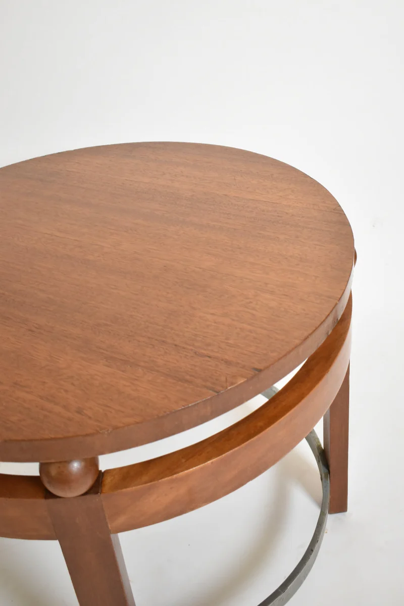 Modernist Round Wooden Pedestal Table, 1930s