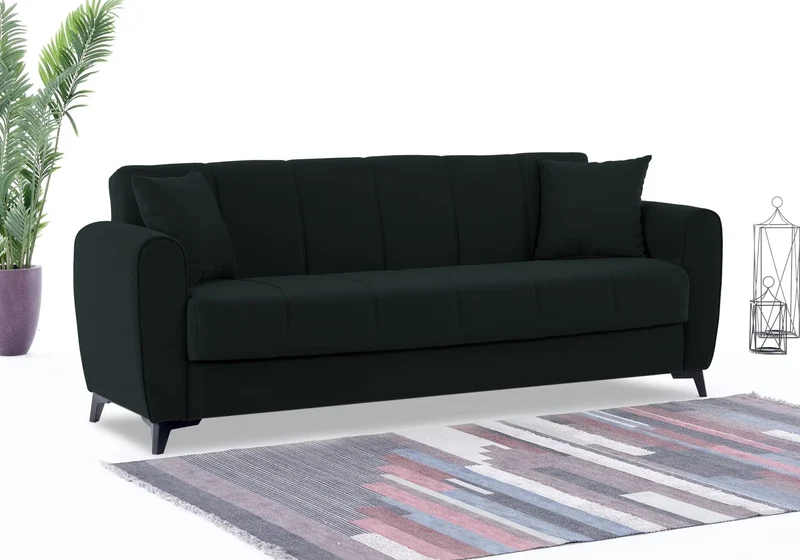 Canapé Turc Pas Cher - Lit & Coffre de Rangement – Velours Rouge LARA