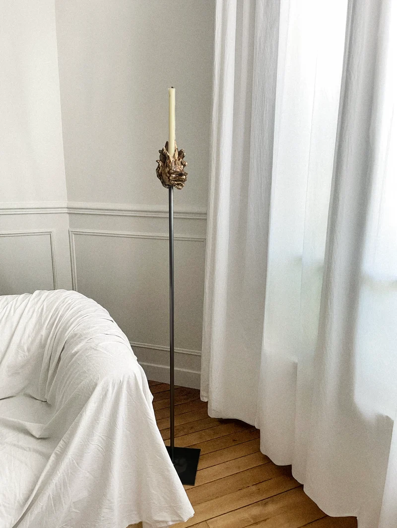 Three-hands Standing Candleholder in Ceramic N°55