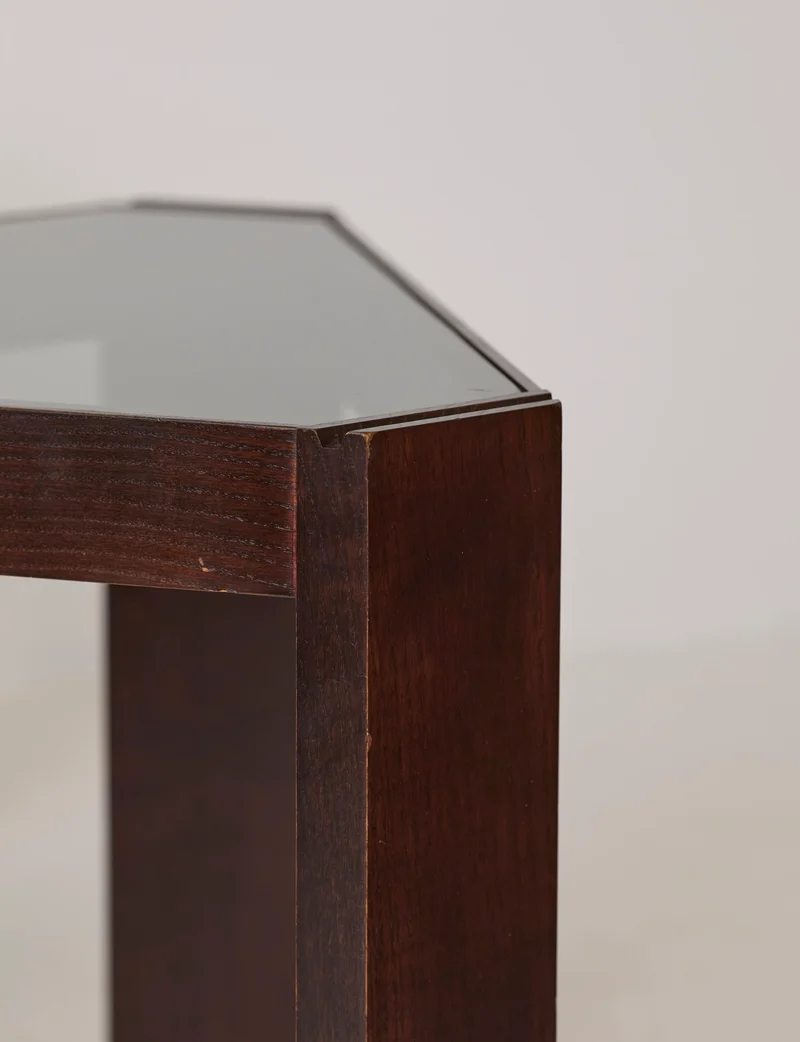 Stackable Triangular Wood and Glass Side Tables by Porada Arredi, c. 1970