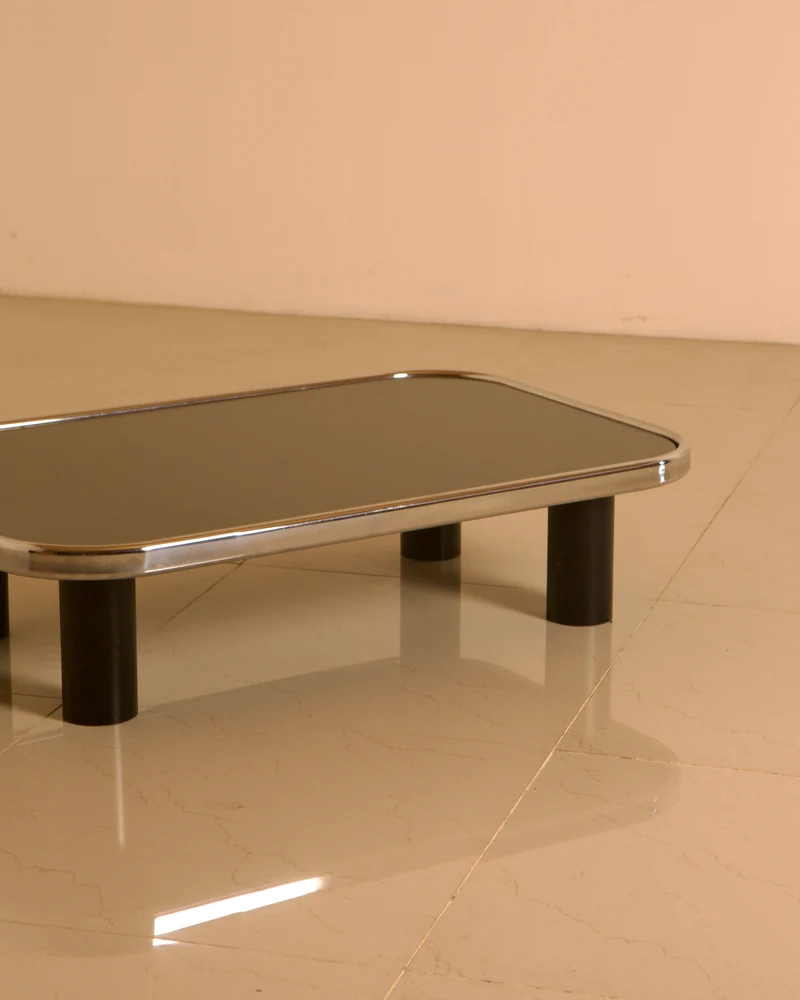 Smoked Mirror & Chrome Coffee Table, Willy Rizzo Style, 1970s Italy
