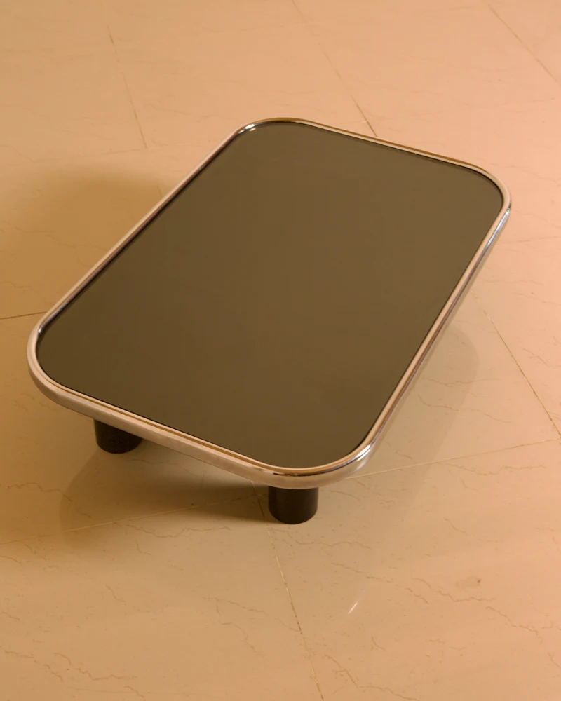 Smoked Mirror & Chrome Coffee Table, Willy Rizzo Style, 1970s Italy