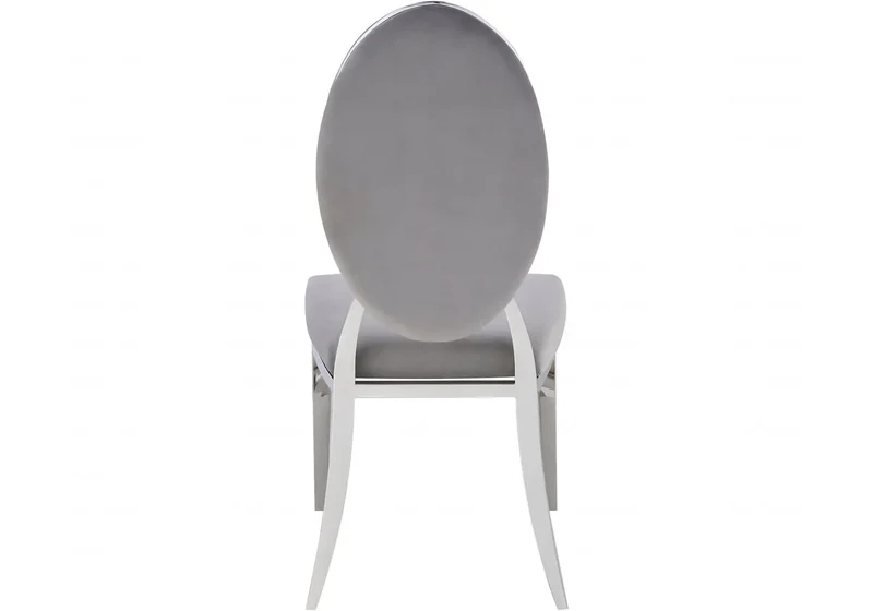 Chaise médaillon capitonnée velours gris argent - Neo x4