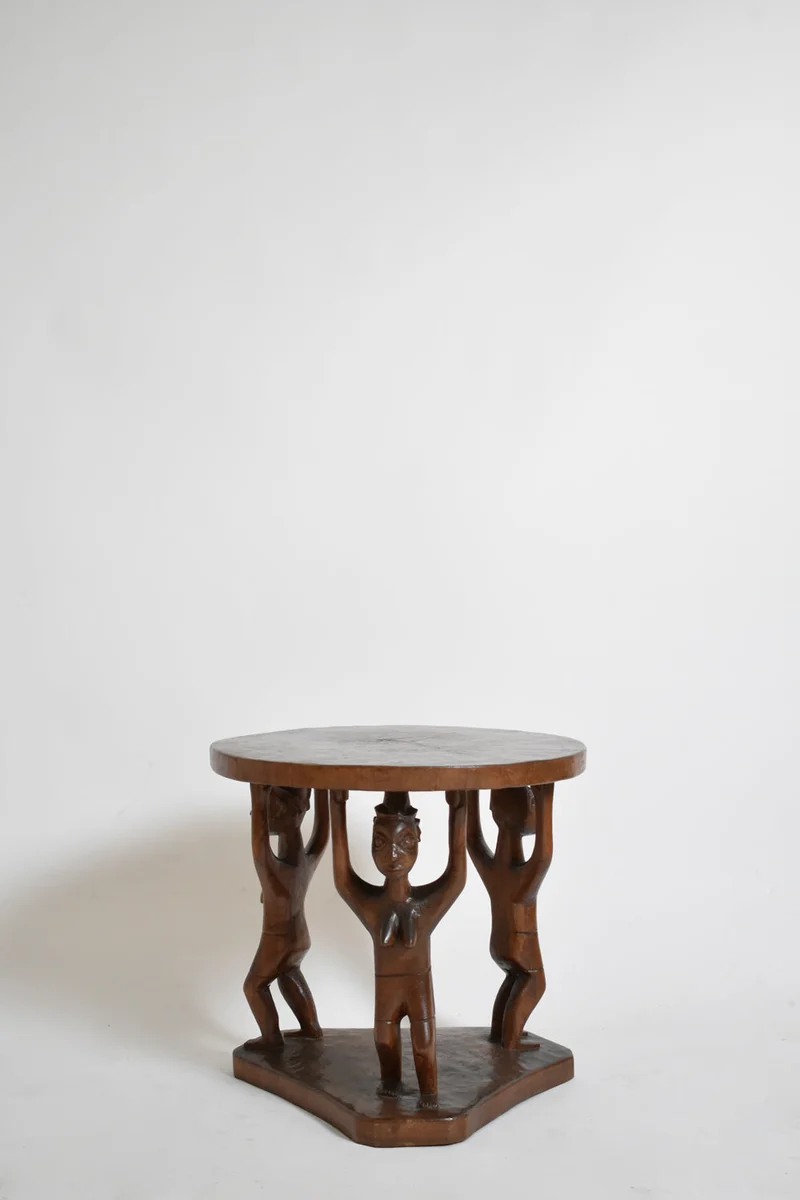 Monoxyl African Pedestal Round Table, 1960s