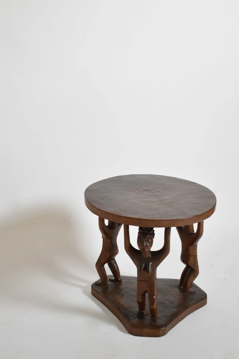 Monoxyl African Pedestal Round Table, 1960s