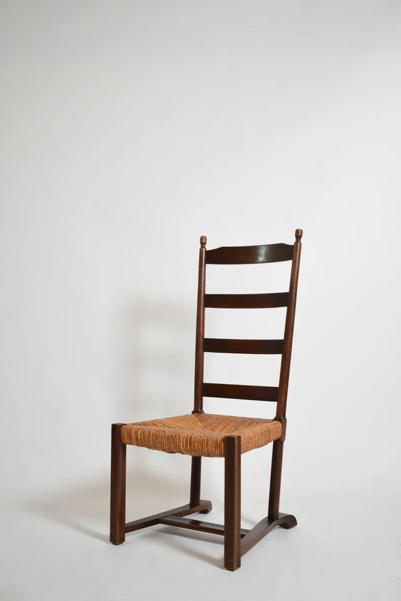 Wood and Straw Low Chair, 1950s