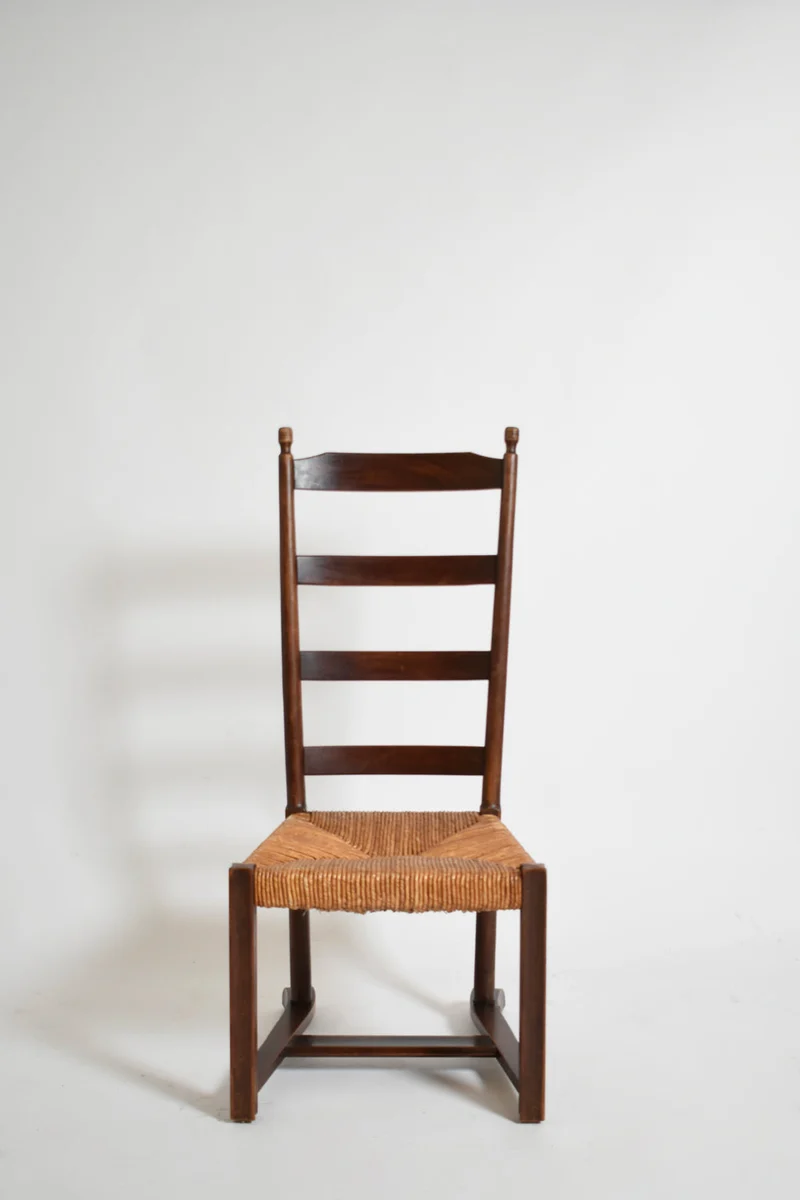 Wood and Straw Low Chair, 1950s