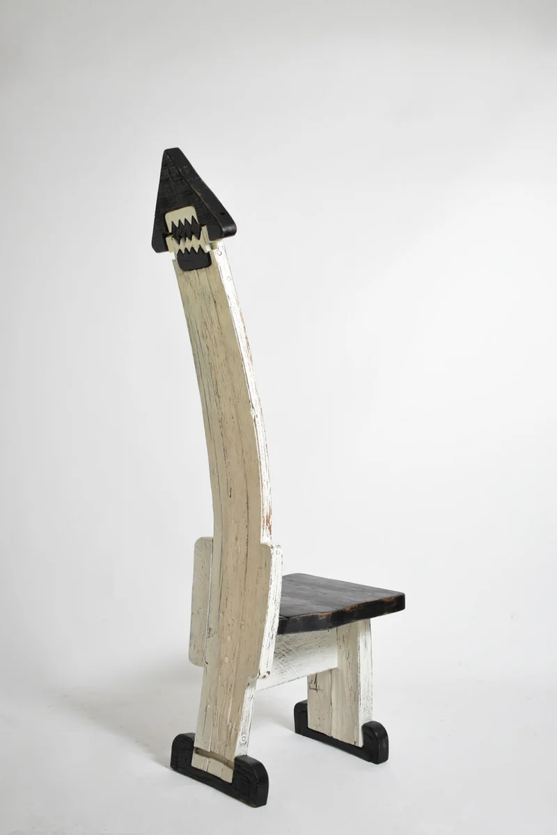 Pair of Bicolor Tainted Wood Chairs Totems, 1980s