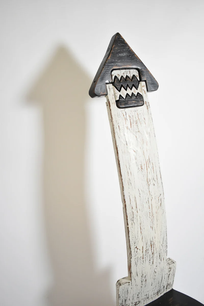 Pair of Bicolor Tainted Wood Chairs Totems, 1980s