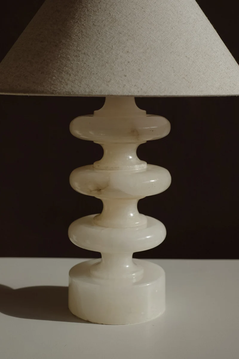 Vintage Sculptural Alabaster Table Lamp