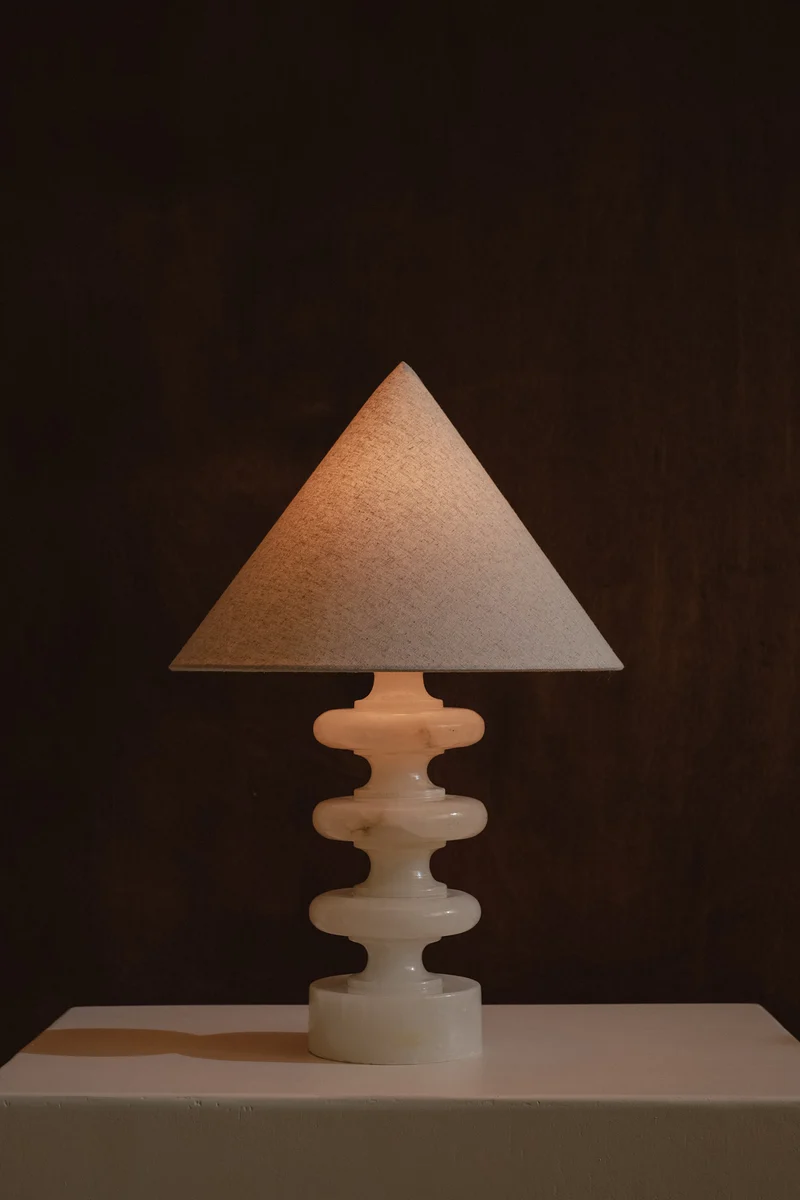 Vintage Sculptural Alabaster Table Lamp