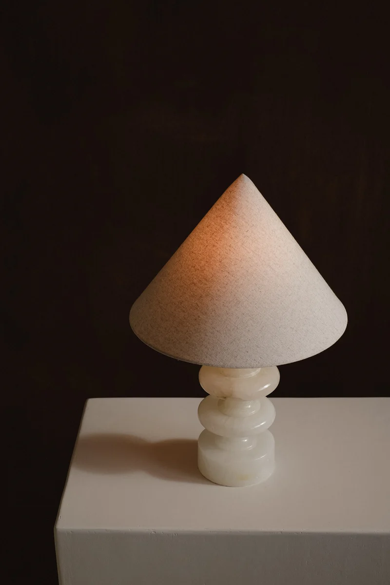 Vintage Sculptural Alabaster Table Lamp