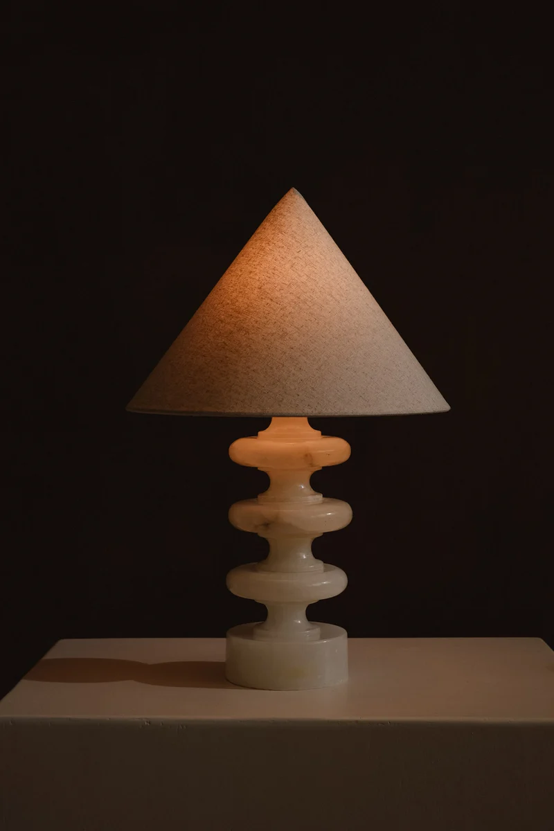 Vintage Sculptural Alabaster Table Lamp