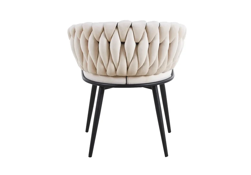 Fauteuil de table velours beige pieds noirs - Petra x2