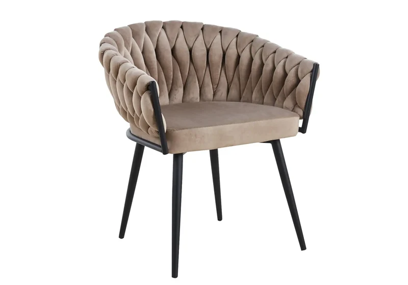 Fauteuil de table velours taupe pieds noirs - Petra x2