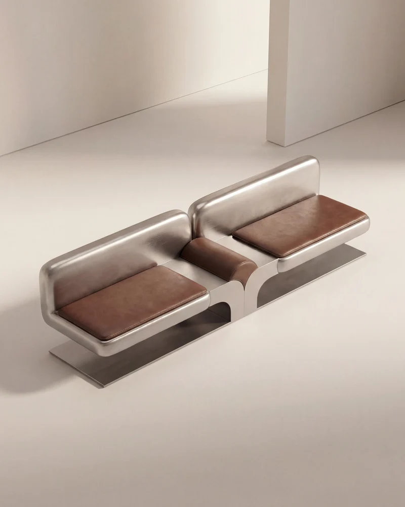 Confluence Sofa in Leather and Aluminium