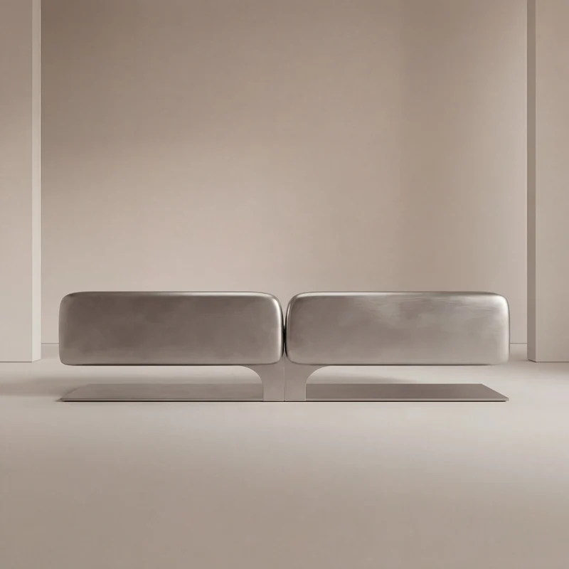 Confluence Sofa in Leather and Aluminium