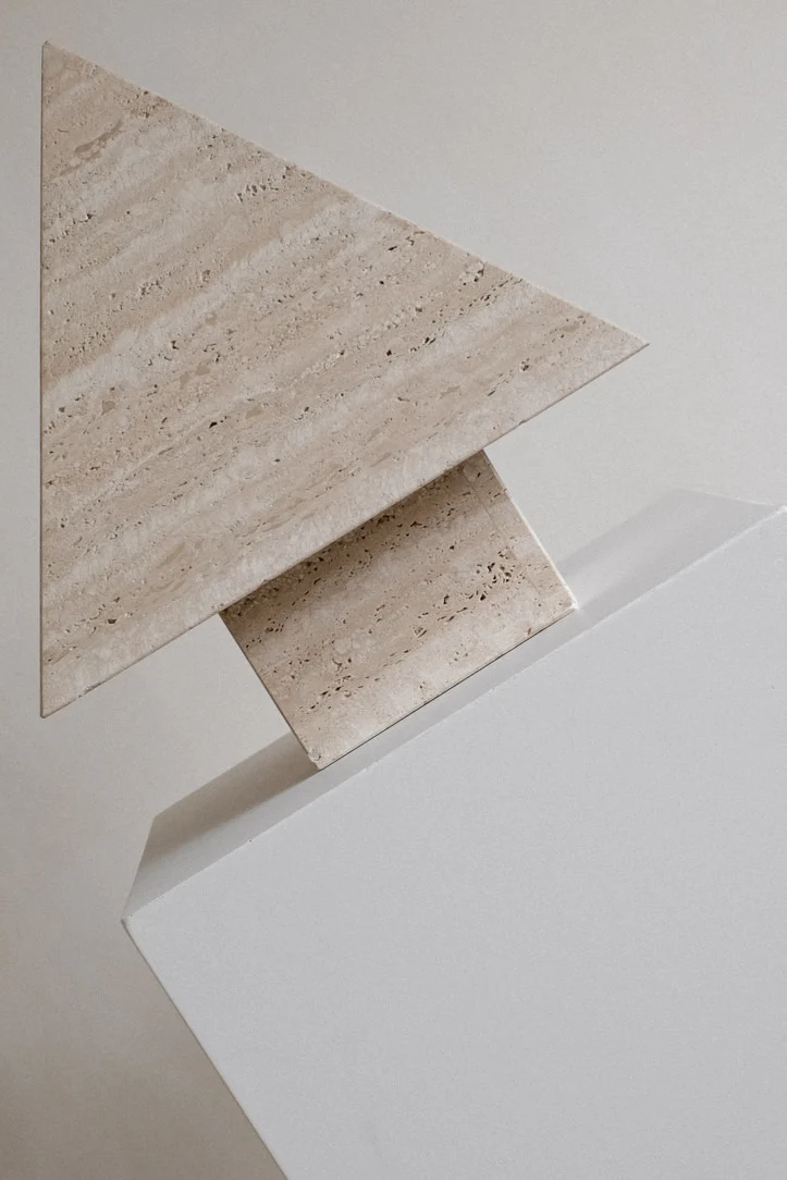 Vintage Travertine Pyramid Table Lamp, 1970s