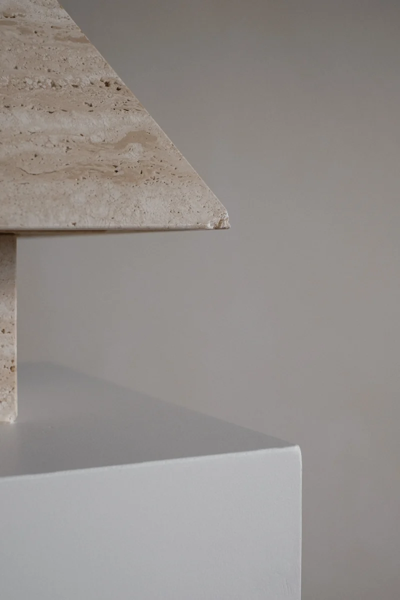 Vintage Travertine Pyramid Table Lamp, 1970s