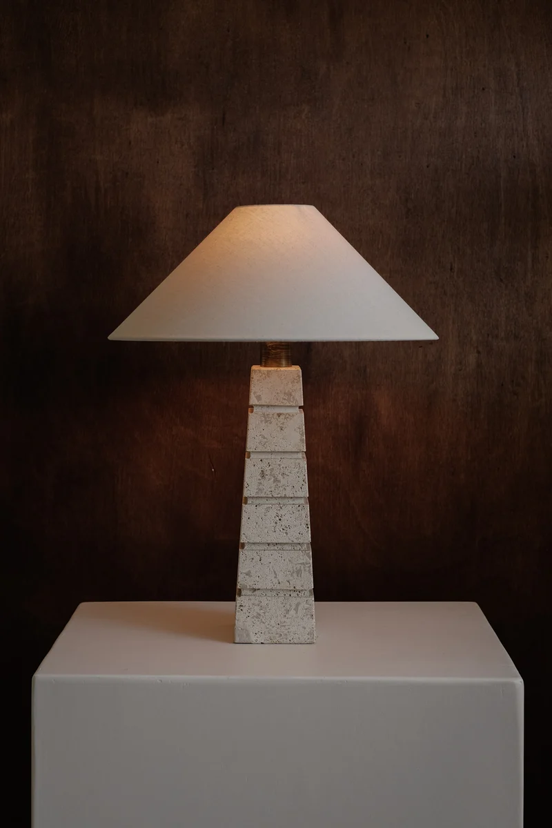 Vintage Travertine Table Lamp