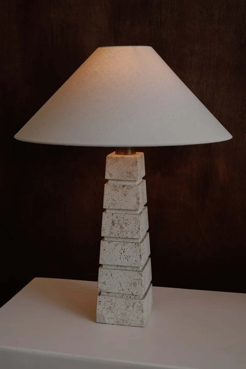 Vintage Travertine Table Lamp