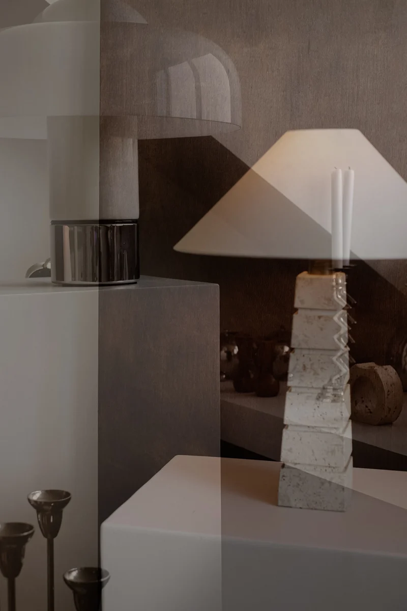 Vintage Travertine Table Lamp