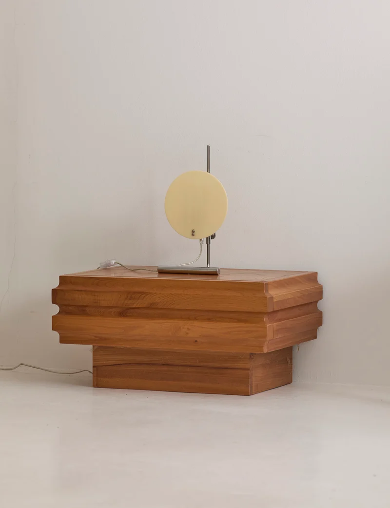 Vintage Habitat Table Lamp with Rotating Disc Shade on Chrome Stem, c. 1990