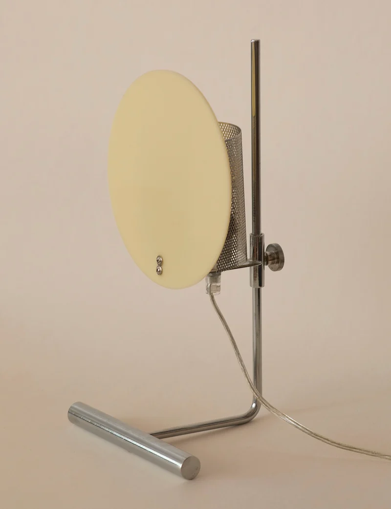 Vintage Habitat Table Lamp with Rotating Disc Shade on Chrome Stem, c. 1990
