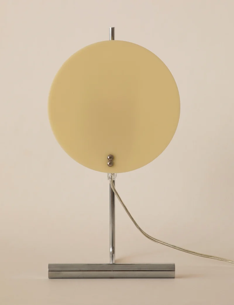 Vintage Habitat Table Lamp with Rotating Disc Shade on Chrome Stem, c. 1990