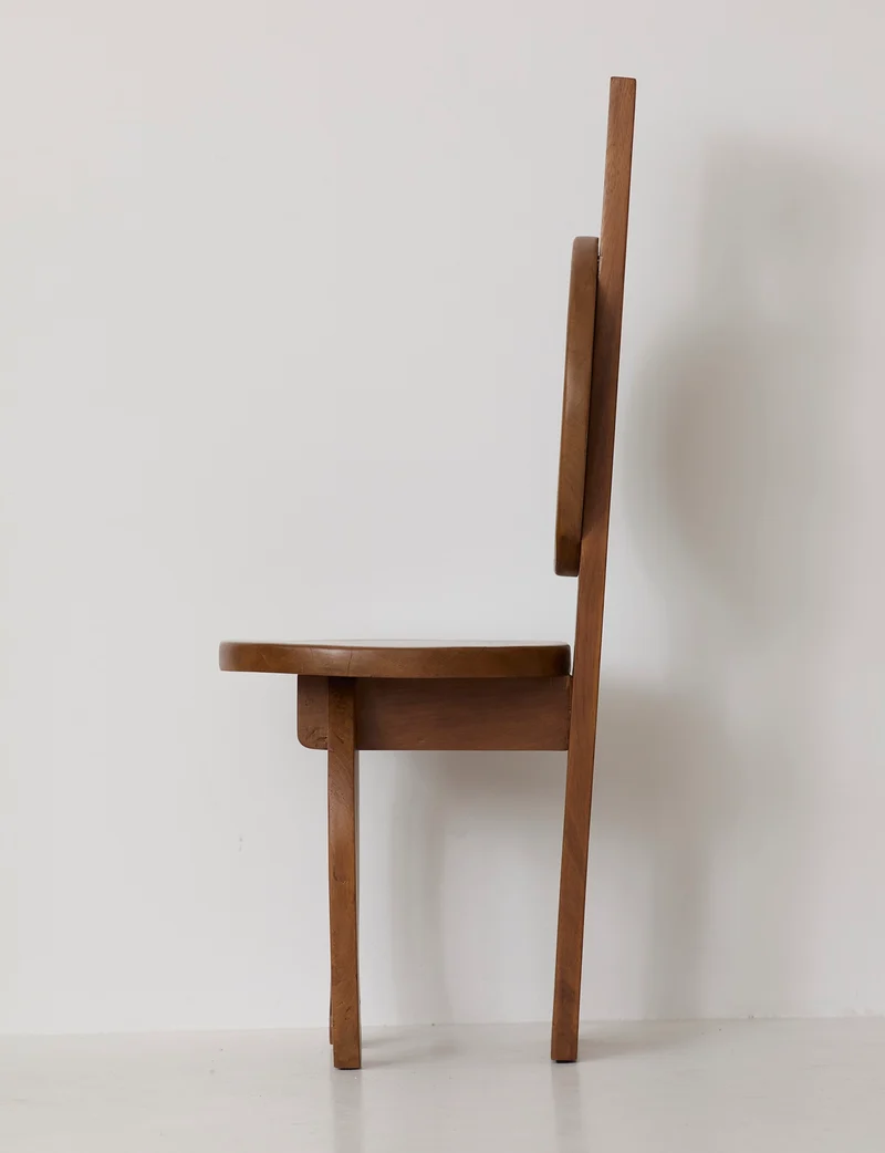 Heavy Sculptural Artisanal Chair in Solid Exotic Wood