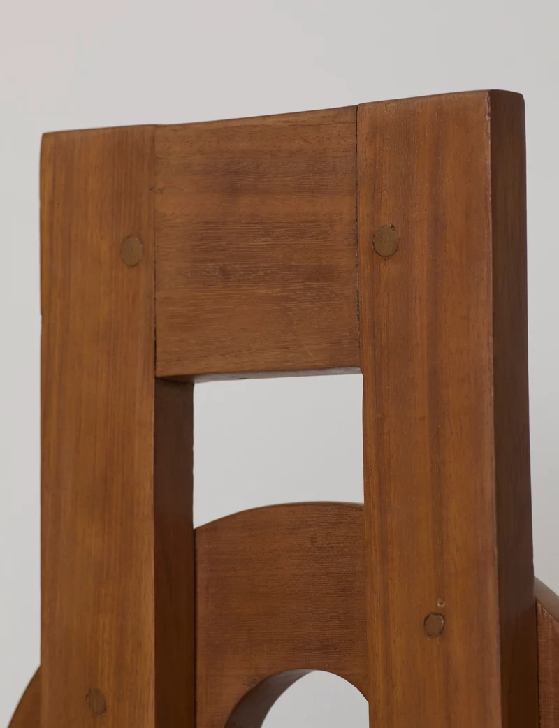 Heavy Sculptural Artisanal Chair in Solid Exotic Wood