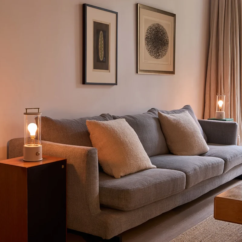 The Muse 2.0 Portable Lamp in Setting Plaster Pink
