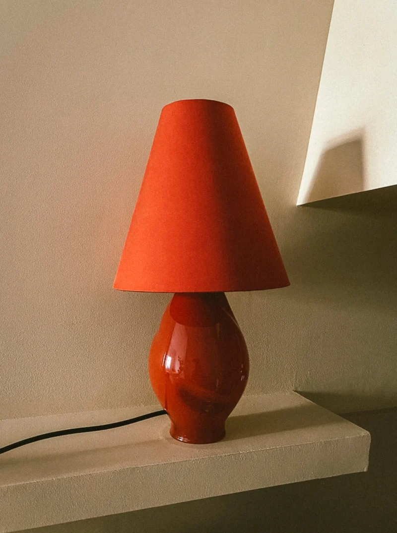 Dark Red-Conical Glass Table Lamp