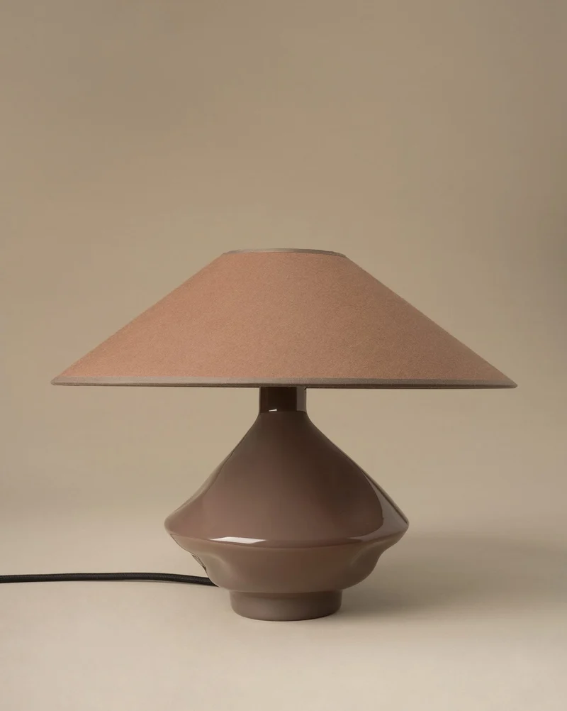 Brown-Conical Glass Table Lamp