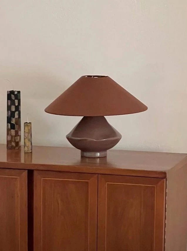 Brown-Conical Glass Table Lamp