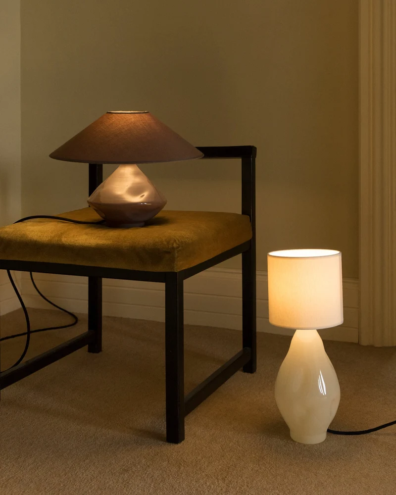 Brown-Conical Glass Table Lamp