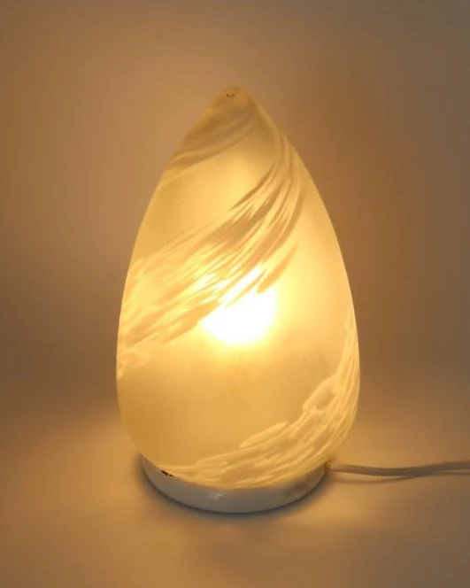 Mid-Century Vintage Murano Swirl Glass Egg Table Lamp – Italy, 1970s