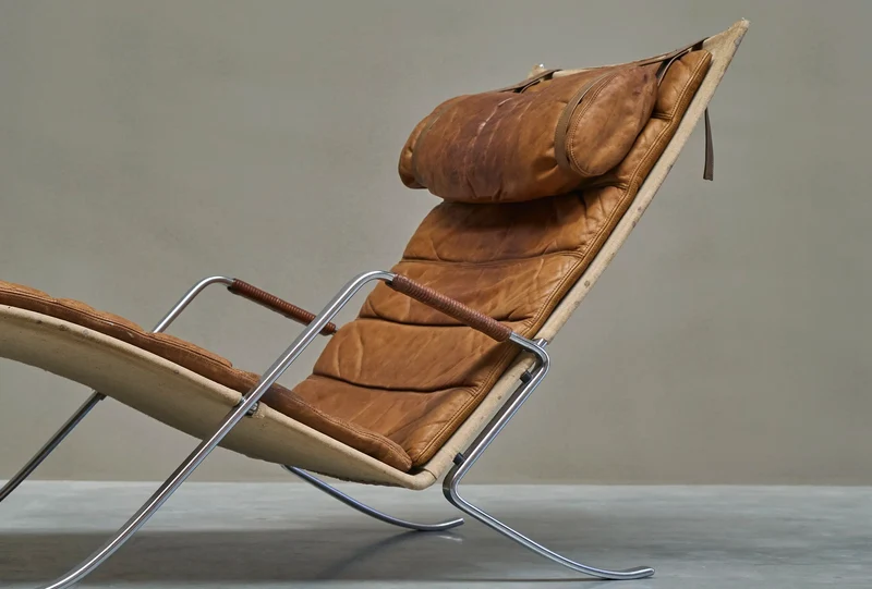 Fabricius & Kastholm FK 87 'Grasshopper' Lounge Chair in Patinated Cognac Leather, 1960s
