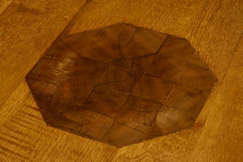 Unique Octagonal Coffee Table in Solid Oak with End Grain Wood, 1950s