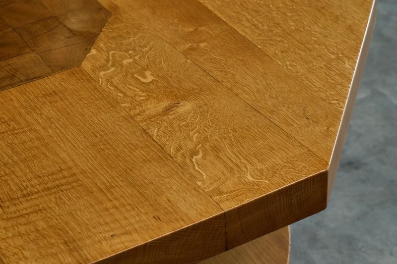 Unique Octagonal Coffee Table in Solid Oak with End Grain Wood, 1950s