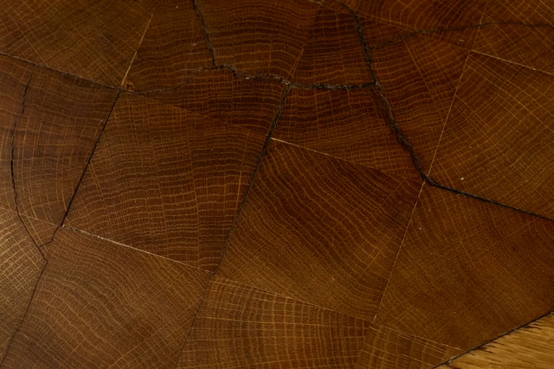 Unique Octagonal Coffee Table in Solid Oak with End Grain Wood, 1950s