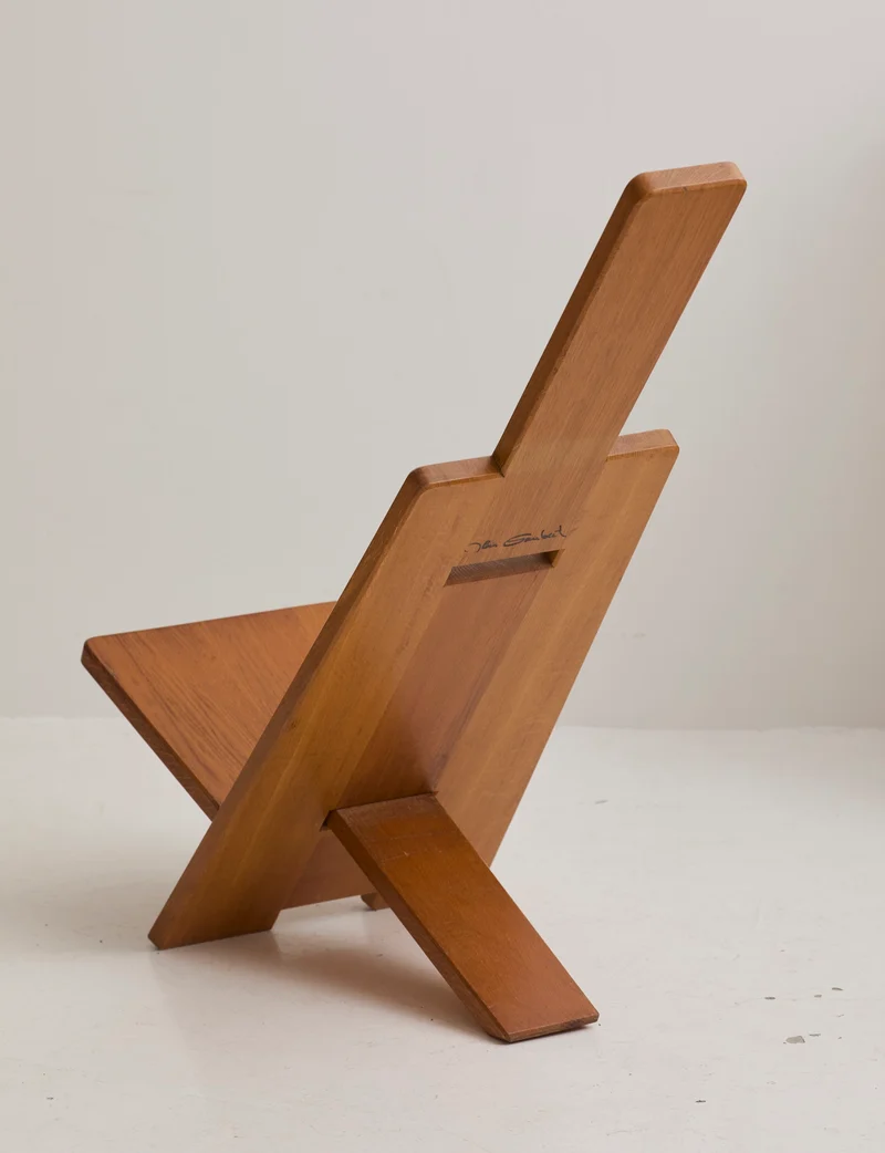 French Palaver Chair by Alain Gaubert in Solid Oak c. 1980 (Signed)