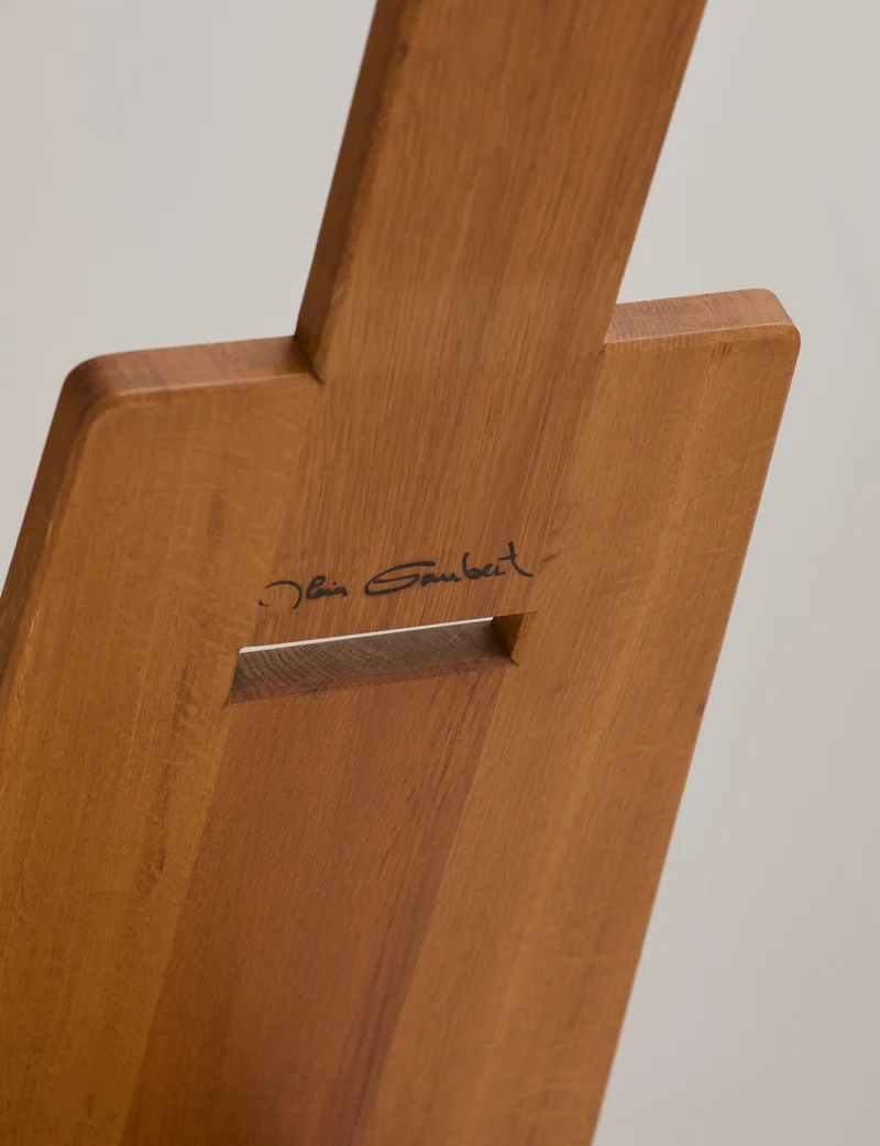 French Palaver Chair by Alain Gaubert in Solid Oak c. 1980 (Signed)